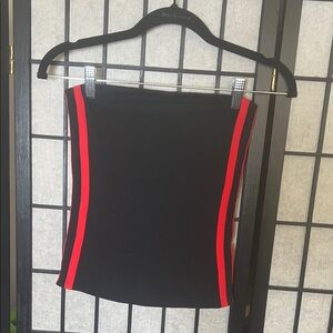 Black Tube Top with Red Side Stripes